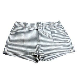 a.n.a Sz 28 W ( Actual 50x4) Blue White Striped Denim Tie Shorts Nautical EUC